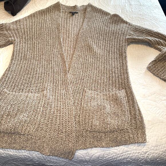 Eileen Fisher Womens Size Small Wheat Organic Cotton Patch Pocket Long Cardigan - Picture 8 of 11